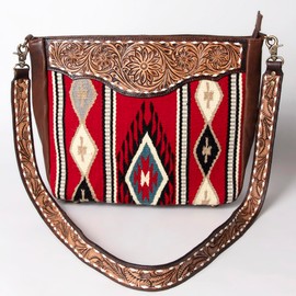 American Darling Messenger Hand Tooled Saddle Blanket Genuine Leather Western Women Bag Handbag Purse | Cute