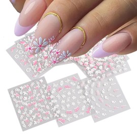 30 Sheets Nail Art Stickers Decals Love Heart Feather Blossoms 3D Self-Adhesive Nail Sticker Holographic Butterfly Moon Nail Art Decals Nail Art Decoration Supplies for Women Manicure Charms
