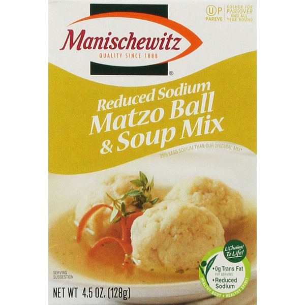 MANISCHEWITZ Reduced Sodium Matzo Ball & Soup Mix, 4.5-Ounce Boxes (Pack of 6)