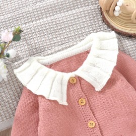 Infant Baby Girls Fall Winter Cardigan Sweaters Coats Outfits for Toddlers Button Down Sweater Jacket (Pink, 9-12 Months)