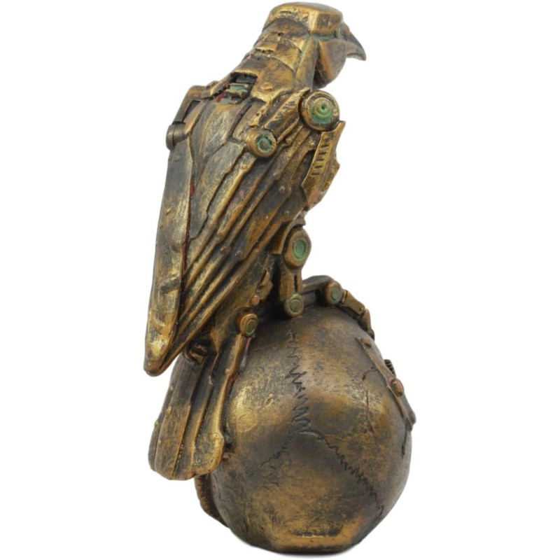 Ebros Steampunk Raven On Skull Statue Figurine 6" H