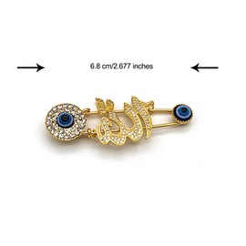 Evil Eye Pin, Muslim Islamic Turkish Rhinestone Evil Eye Brooch Amulet for Women and Baby