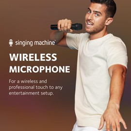 Singing Machine Portable Wireless Microphone (Black) - Premium Unidirectional UHF Wireless Mic for Singing, Speeches & Events - Cordless Mic Compatible with Karaoke Machines, PA Systems & More