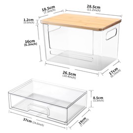 YAFFWA 2Pcs Trash Bag Holder Under Sink Stackable Storage, Extra Large Laundry Room Organization and Storage, Laundry Pod Organization with Lid, Garbage Bag Dispenser Roll Holder for Kitchen Cabinet