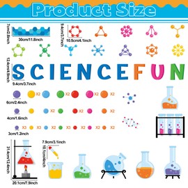77PCS Science Bulletin Board Decoration Science Fun Cutouts Chemistry Lab Apparatus Wall Decals Science Themed Party Supplies for Back to School Classroom Chalkboard Home Window Decoration Favor