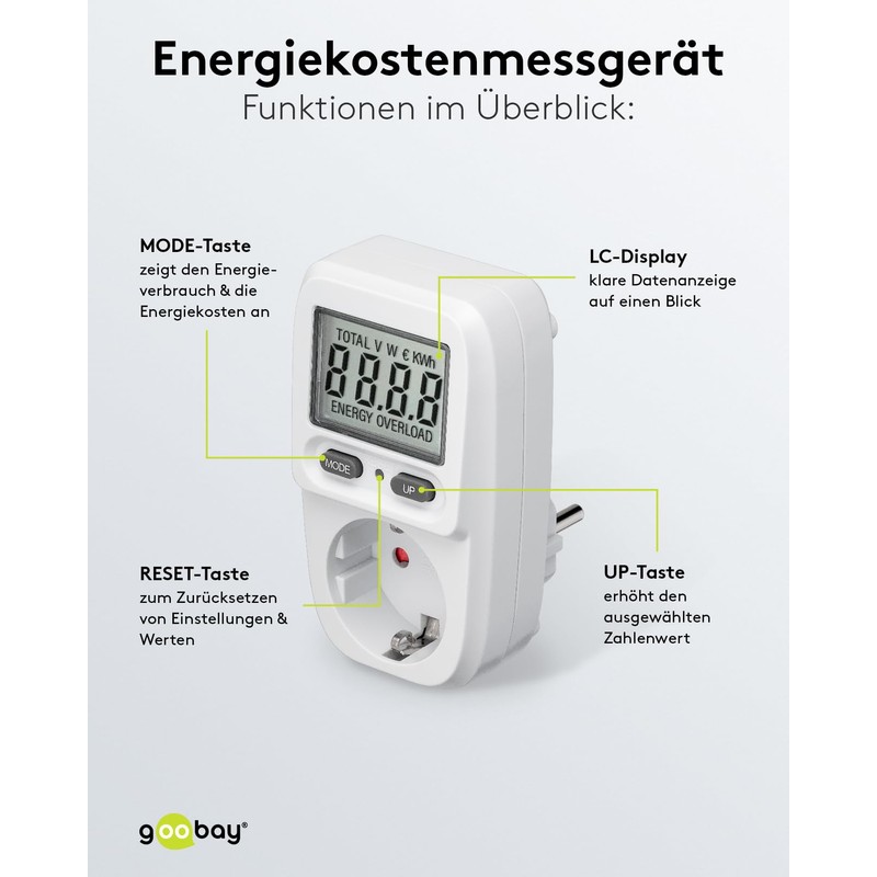 goobay 64589 Basic Digital Energy Cost Meter / Electricity Meter