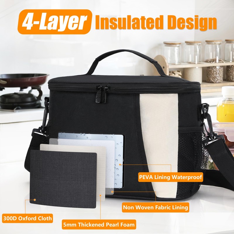 Oamwrae Insulated Lunch Bag, 8.6 L Leak-Proof Lunch Bag with