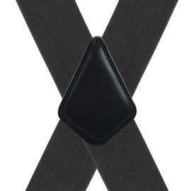 Moulen Men's X-Back 2 Inches Wide Heavy Duty Clips Adjustable Suspenders, Dark Gray, Size Large