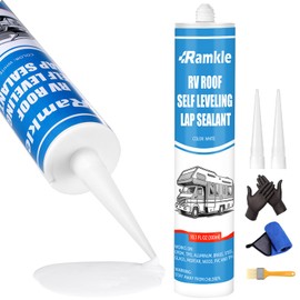 RV Roof Sealant, Self-Leveling Lap Sealant White, RV Caulking for Roofing, Maintenance, Camper & Trailer Roof Leak Repair