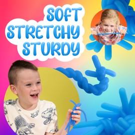Monkey Noodles - 10 Stretchy Sensory Toys for Kids and Toddlers - Autism Sensory Products - Stretchy String - Party Favors for Kids - Treasure Box Toy for Classroom - Easter Fillers - Blue