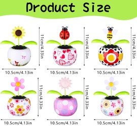 4 Solar Dancing Butterfly Toy Solar Powered Dancing Sun Flower in Colorful Pots Swinging Heart Flip Flap Animated Bobblehead Dancer Window Rose Sun Catcher Car Dashboard Decor Portable Suncatchers