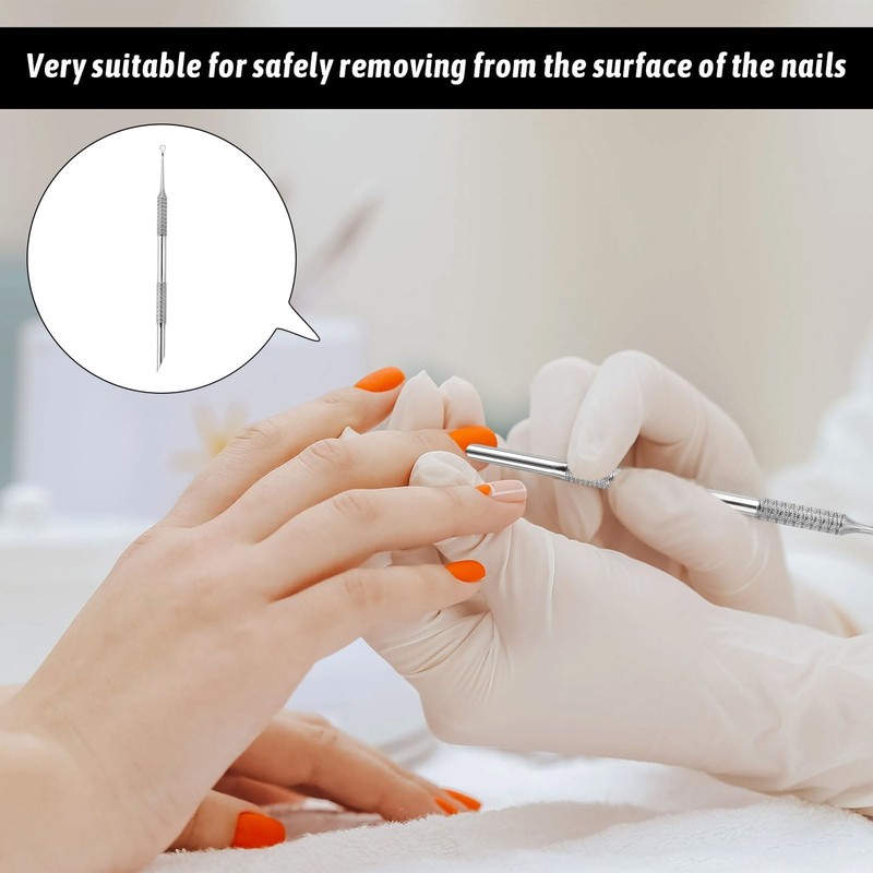 2-in-1 Manicure Cuticle Pusher,Stainless Cuticle Pusher Tool,Loop & Beveled Head