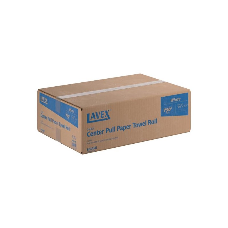 Center Pull Paper Towels, 1-Ply, 750ft Roll, White, 6/Case