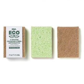 mr.ECO Cellulose Kitchen Sponge, Soft, Set of 2, Green, Small