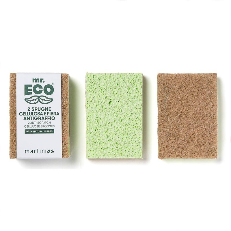 mr.ECO Cellulose Kitchen Sponge, Soft, Set of 2, Green, Small