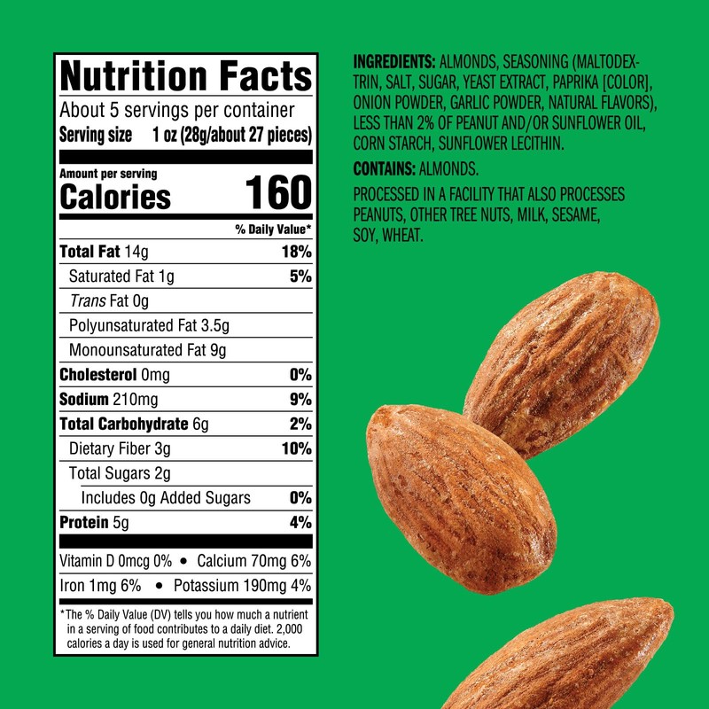 Emerald Nuts Dry Roasted Almonds (1-Pack) | 5 Oz Resealable