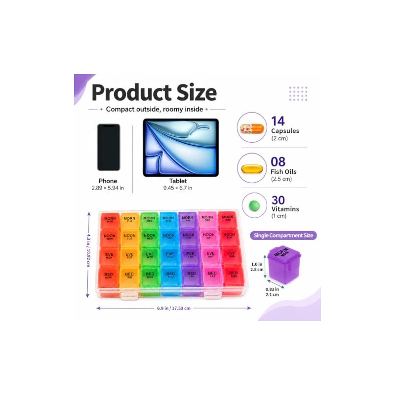 Weekly Pill Organiser, 28 Compartment Pill Box
