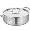 Inqibee Tri-Ply Stainless 7 QT Sauté Pan with Steel Lid,