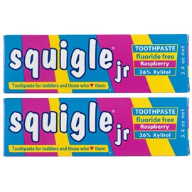 Squigle Jr Toothpaste (for Infants, Toddlers), Travel Toothpaste, Prevents Cavities, Mouth Ulcers, Canker Sores, Chapped Lips. Soothes, Protects Dry Mouths. Stops Tooth Sensitivity, No SLS - 2 Pack