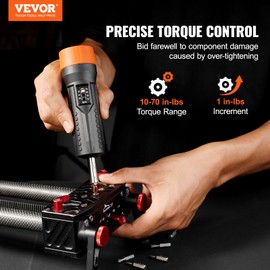 VEVOR Torque Screwdriver, 1/4" Drive Screwdriver Torque Wrench, Driver Bits Set with View Window, 10-70 in-lbs Torque Range, 1 in-lb Increment Torque Screwdriver with Bits & Case, Magnetic Function