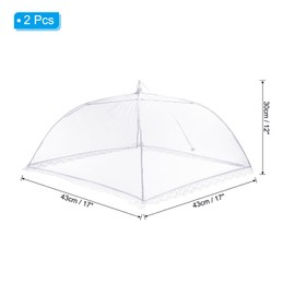 PATIKIL 17"X17" Mesh Food Covers, 3 Pack Collapsible Reusable Fruit Vegetable Food Screen Tent Umbrella for Kitchen Outdoor Picnics BBQ Party Camping, White