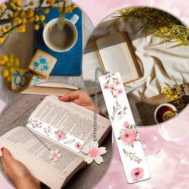 Cute Bookmarks Flower Bookmark Metal Bookmarks Floral Book Marks for Reading Women Kids Book Markers for Women Reading Accessories Pink Bookmark for Book Lovers