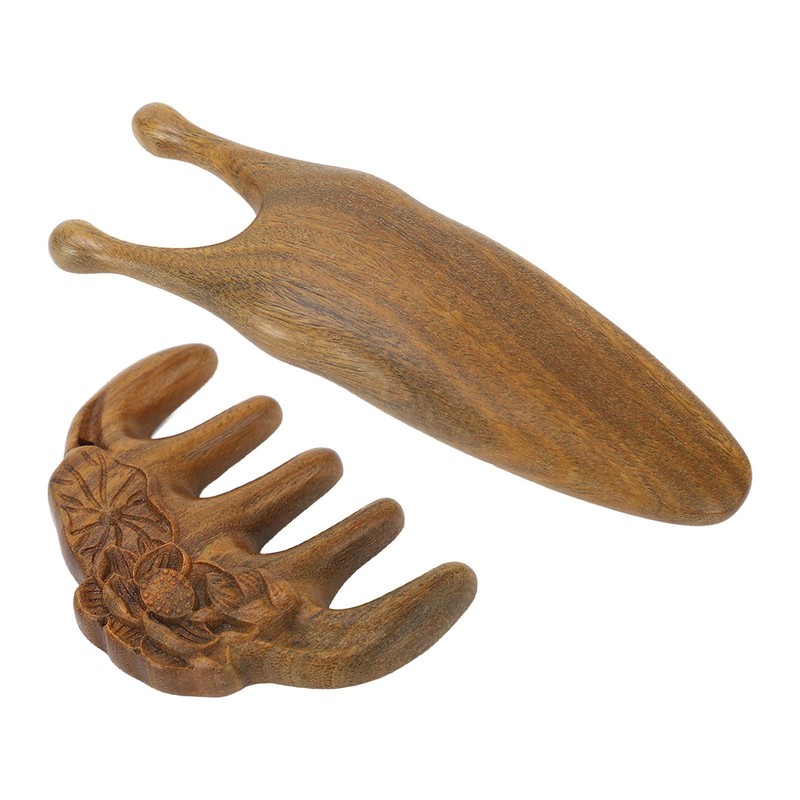 Sandalwood Nose Guasha Massage Tool Five Tooth Scalp Meridians Scraping