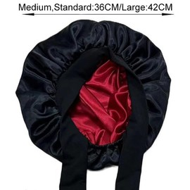 Satin Silk Bonnet Sleeping HYALURONIC Acid Satin Bonnet for Double Moisture Curly Hair Anti-Frizzy Cute Large Shower Night Sleep Cap with Adjustable Tie Band for Women and Men (Standard Green)