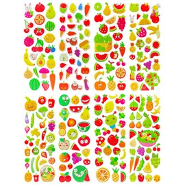 SIX VANKA 3D Puffy Stickers for Kids, 8 Different Sheets Including Fruits Sticker for Boys and Girls