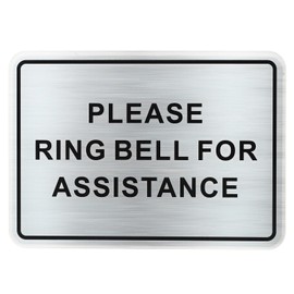 PATIKIL Please Ring Bell For Assistance Sign, 6"Lx4"W Self-Adhesive Warning Sign for Business Home Door Wall Window Office Entrance, Brushed Silver