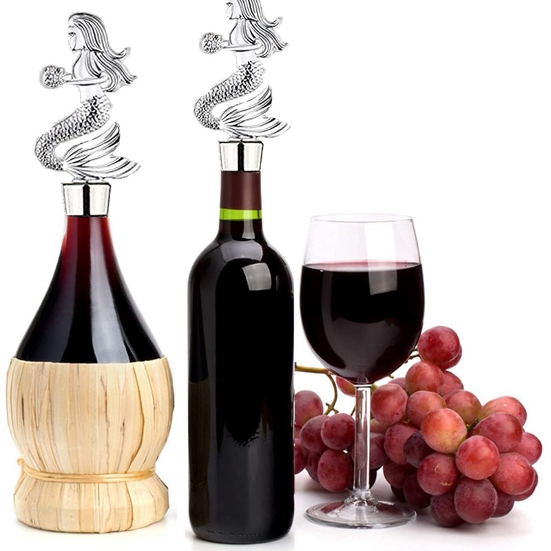 Wine Bottle Stopper, SCRTB Mermaid Wine Stopper Wine Accessories, 2