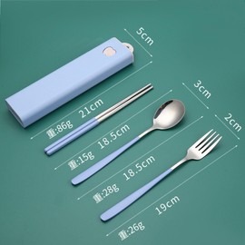 Cutlery Set, Stainless Steel, Chopsticks, Fork, Spoon, 3-piece Set, With Case, Combination Set, Outdoor, Portable Tableware Set, Hygiene, Students, Adults, Tableware Set, For Lunches, Work, School,
