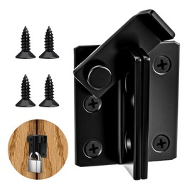 Grevosea Gate Latch for Wooden Gates, Stainless Steel Gate Lock Shed Door Latch with Lock Hole Screws Small Bolt Lock for Cabinet Garage Window Closet Door Garden Shed (Black)