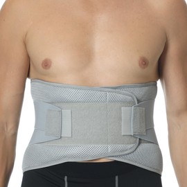 NEOtech Care - Lumbar Back Brace - Adjustable Compression - Breathable - Gym Posture, Weightlifting, Work - Grey (XXXL)