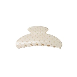 Emma Lily Cream Acetate Fan-shape Hair Claw Clip with Pearl Beads - Secure Grip for Thin & Medium Hair, Ideal for Dinner Party Occasions
