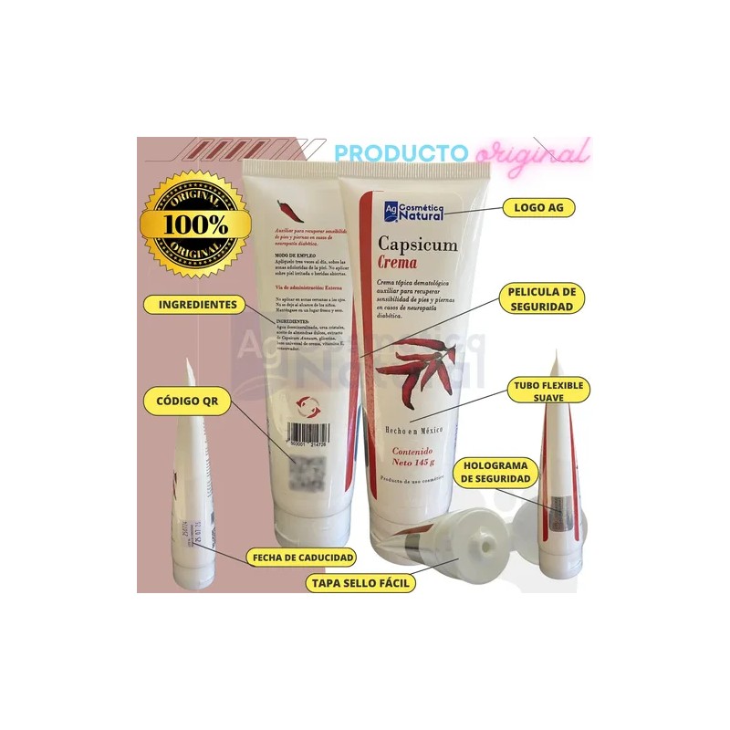 Crema Capsicum Dermatológica Con Capsaicina Tubo Flexible