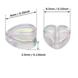 Tupalizy 90PCS Mini Acrylic Heart Beads 9mm AB Color Heart Charms for Jewelry Making Bracelets Necklaces Earrings Key Chains Accessories DIY Crafts Valentine Day Christmas Birthday Gifts (White)