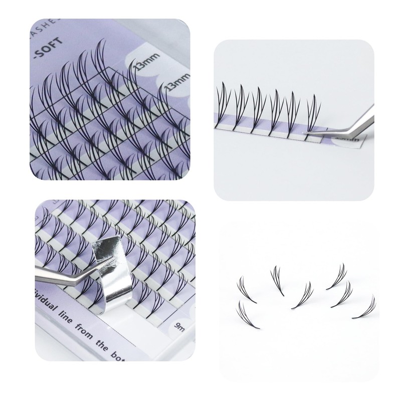 ANNAFRIS ComicElf, 0.07D, 8-15 Eyelash Extensions, Artificial Eyelash Clusters, Volume