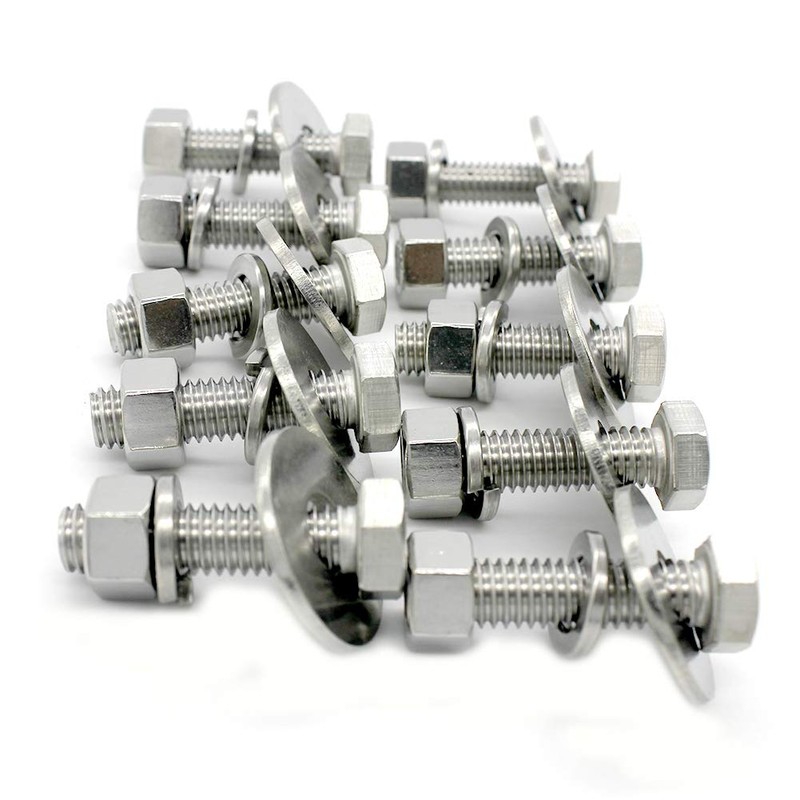 (10 Sets) 1/4-20x1" Stainless Steel Hex Head Screws Bolts, Nuts,