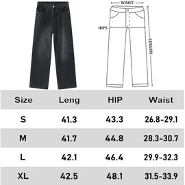 HUNGSON Mens Baggy Jeans for Men Women Y2k Skater Vintage Plain Pants Casual Wide Leg Jeans Loose Fit Denim Hip Hop Jeans