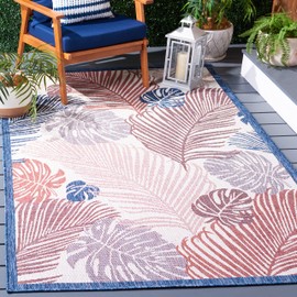 SAFAVIEH Courtyard Collection Area Rug - 8' x 10', Beige & Rust, Non-Shedding & Easy Care, Indoor/Outdoor & Washable-Ideal for Patio, Backyard, Mudroom (CY9621-53434)