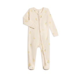 Colored Organics Baby Zip-Up Footed Sleeper with 2-Way Zipper - Newborn Organic Cotton Pajamas - Lemon NB
