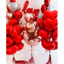 Grcypa Grcypa Valentines Day Balloons Kit Anniversary Decorations with Love Foil Balloons Heart Foil Balloons Rose Petal for Valentines Day Decorations Romantic Special Night Will You Be My Girlfriend