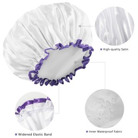 Aquior Gorro de ducha grande, gorro de ducha para mujer, reutilizable, impermeable, gorro de baño para todas las longitudes de cabello, para mujeres, hombres y niños (blanco)