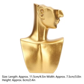 Tomotato Mannequin Bust Jewelry Display Stand, Gold Resin Human Model Necklace Earring Display Holder for Girls Women, Trinket Organizer for Shows Selling Home Decor
