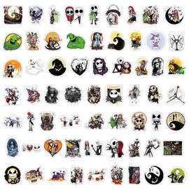60pcs The Nightmare Before Christmas Stickers for Boys Teens Adults Waterproof Vinyl Stickers Bulk for Skateboard Luggage Laptops Bumper Theme Party Supplies (Gray)