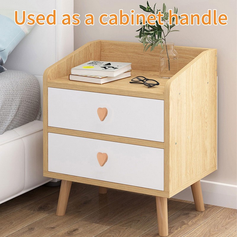 MOROBOR 6PS Heart Shaped Wooden Knobs Single Hole Beech Wood