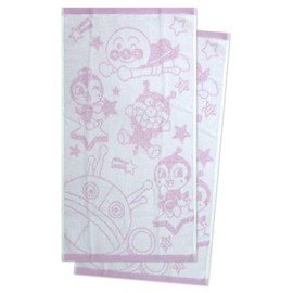Nasto Anpanman Face Towel, Set of 2, 13.4 x 23.6 inches (34 x 60 cm), 100% Cotton, Fluffy, No Twist Yarn, Jacquard Towel, Kindergarten, Nursery, Boys & Girls, Viking Man, Dokin-chan Dandan (Pink), 2846002