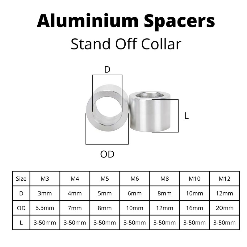 OG Secure | CNC Aluminium Standoff Spacer M5 3-50mm 15mm