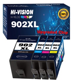 HI-Vision Compatible Ink Cartridge Replacement for HP 902XL 902 XL to use with OfficeJet 6950 6954 6956 6958 6961 6962 6963 6964 6966 OfficeJet Pro 6968 6970 6971 6974 6975 6976 6978 (4-Pack, BCMY)